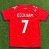 David Beckham Number #7 England Red And White Retro Jersey