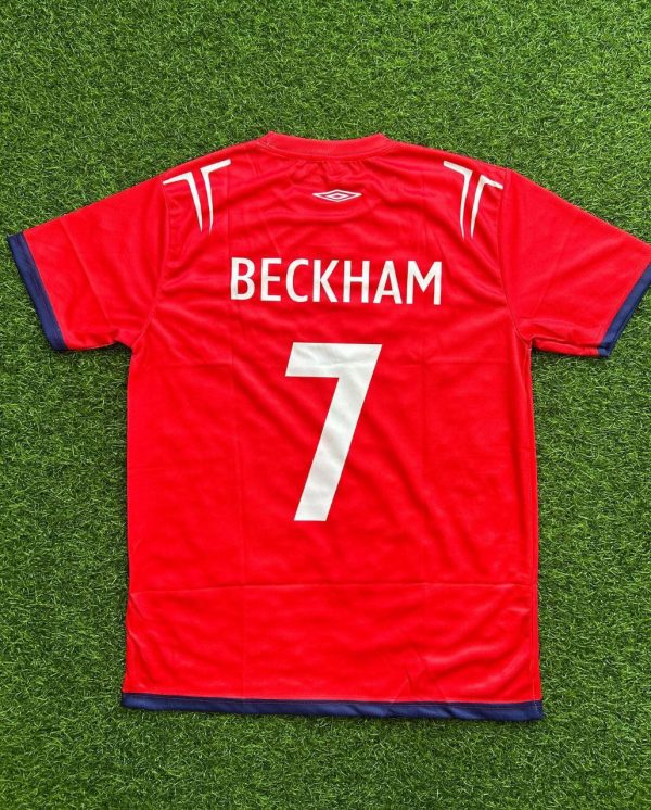 David Beckham Number #7 England Red And White Retro Jersey