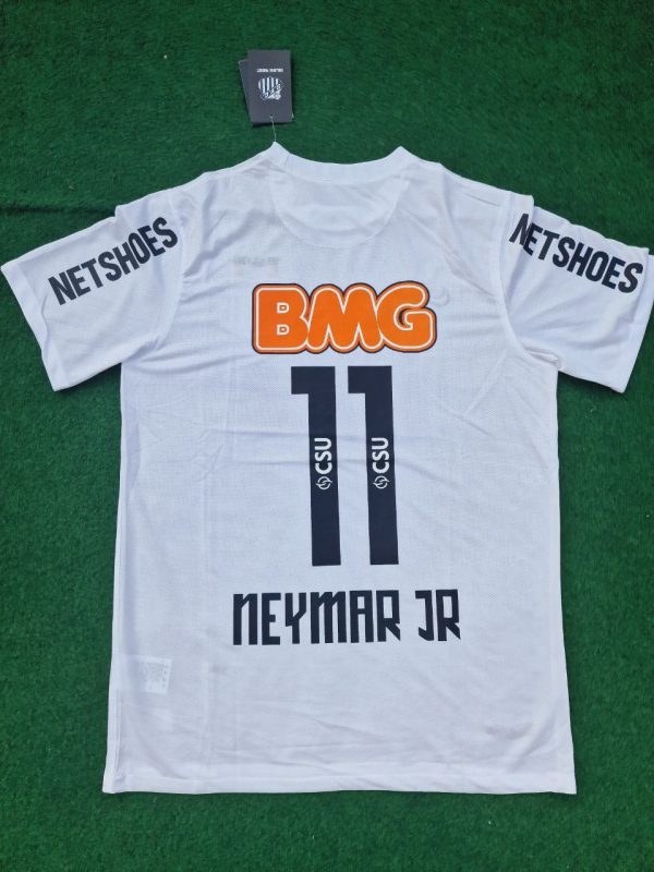 Neymar Jr Number #11 Santos FC White Retro Football Jersey Trikot