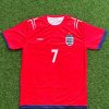 David Beckham Number #7 England Red And White Retro Jersey David Beckham Number #7 England Red And White Retro Jersey