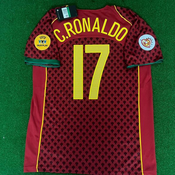 Cristiano Ronaldo Number #17 Portugal EURO 2004 Retro Home Red Jersey Trikot