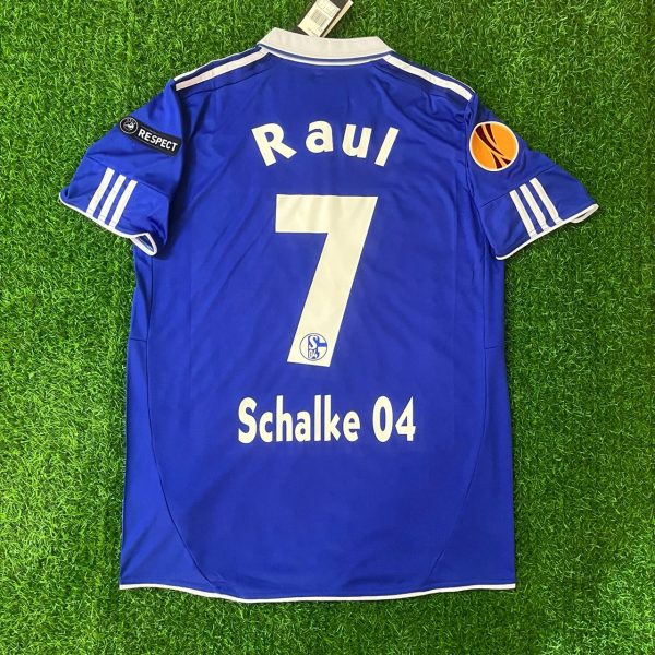 Raul Gonzalez Blanco Number #7 Schalke 04 2011 2012 Retro Uefa Patch Football Jersey Trikot Maillot Soccer Shirt