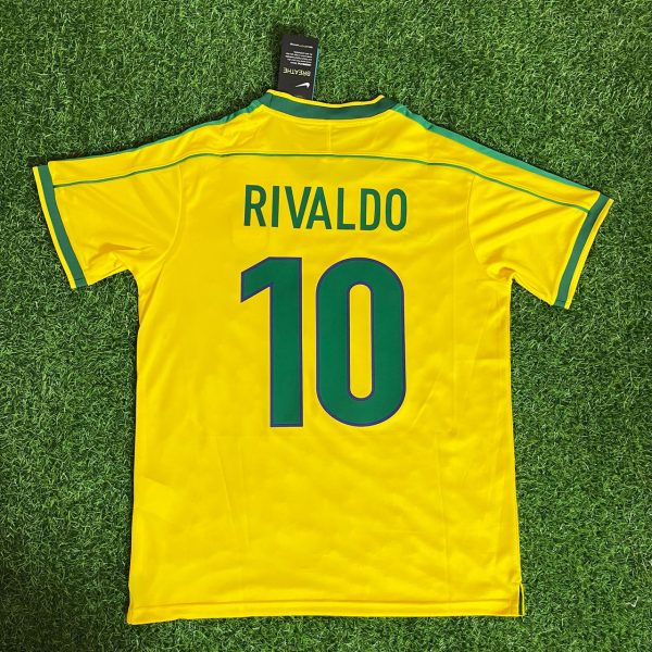 Rivaldo Brazil Number #10 1998 World Cup Retro Jersey Soccer Shirt