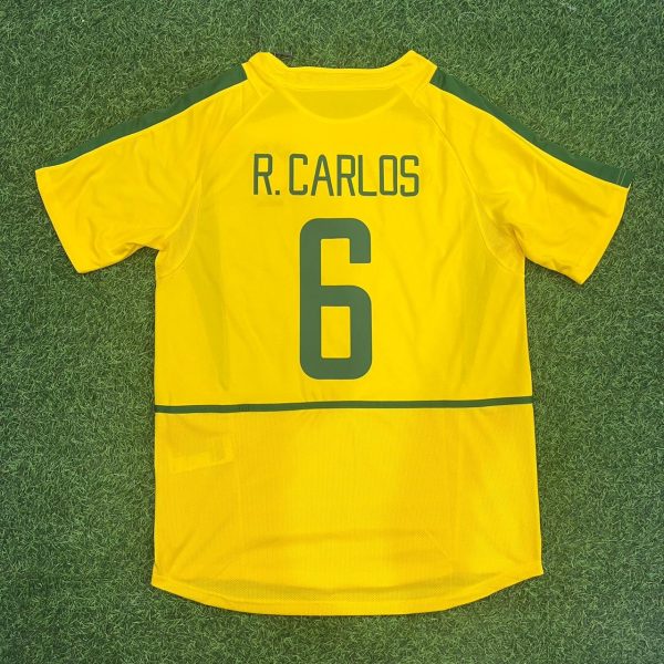 Roberto Carlos Number #6 Brazil 2002 World Cup Retro Jersey Trikot Soccer Shirt