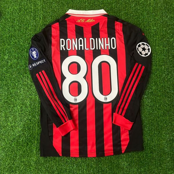 Ronaldinho Number #80 Milan 2009 2011 Retro Long Sleeve Jersey Maillot Trikot Maglia