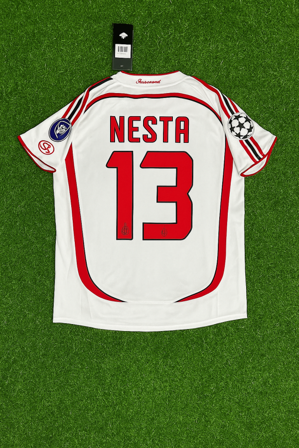 Alessandro Nesta Number #13 Milan 2007 Final Athene Champions League Final White Retro Football Jersey Soccer Shirt