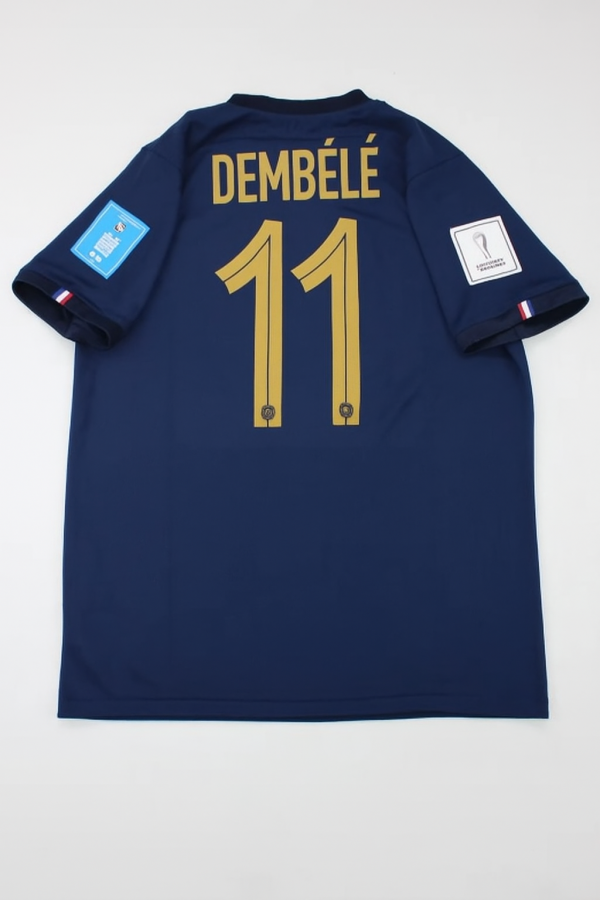 Ousmane Dembélé Number #11 France 2022 World Cup Final Retro Jersey Maillot Trikot Soccer Shirt