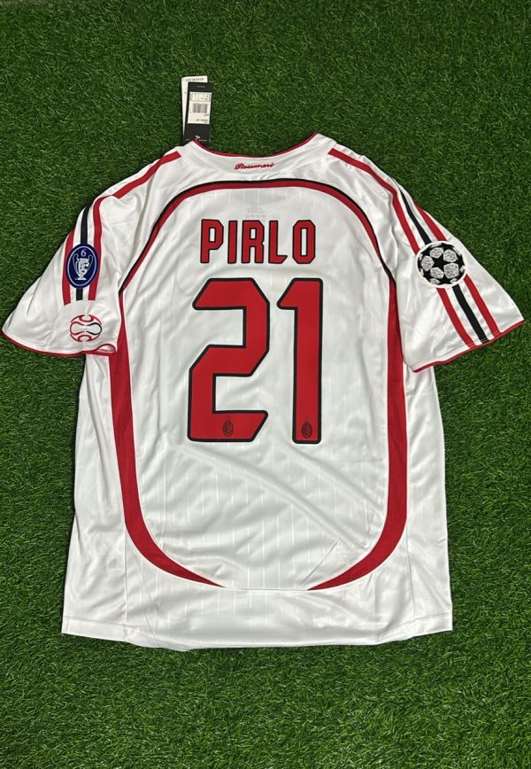 Andrea Pirlo Number #21 Milan 2007 Final Athene Champions League Final White Retro Football Jersey Soccer Shirt