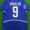 Ronaldo Nazario Number #9 Brazil 2002 World Cup Blue Retro Football Jersey Trikot