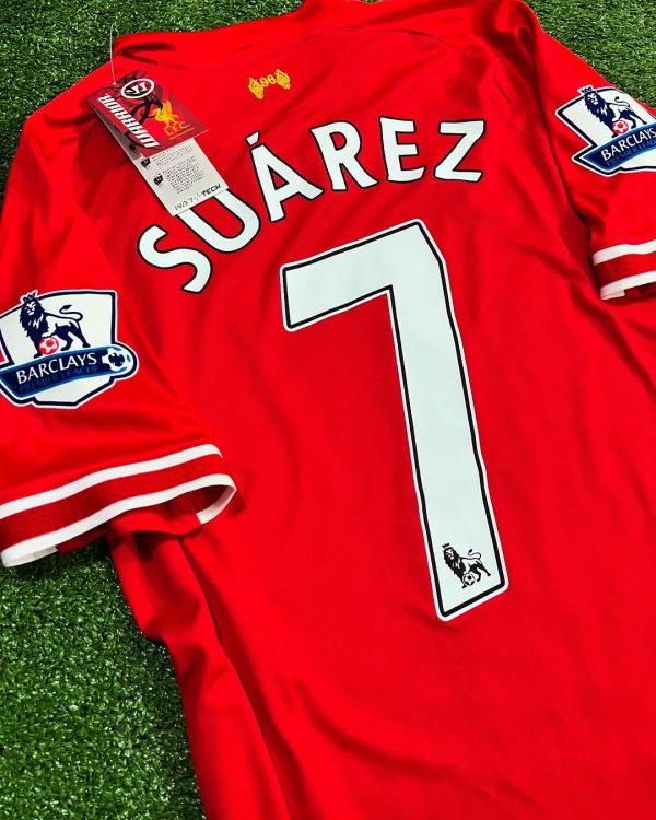 Luis Suarez Number #7 Liverpool 2013 2014 Season Red Retro Jersey Maillot Trikot Soccer Shirt