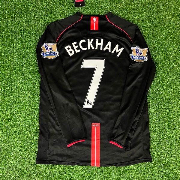 David Beckham Number #7 – Manchester United Black Long Sleeve Retro Kit Jersey – | Trikot | Maillot Soccer Shirt