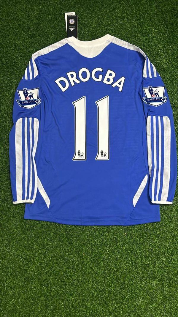 Didier Drogba Number #11 Chelsea 2011 2012 EPL Patch Retro Long Sleeve Jersey Maglia