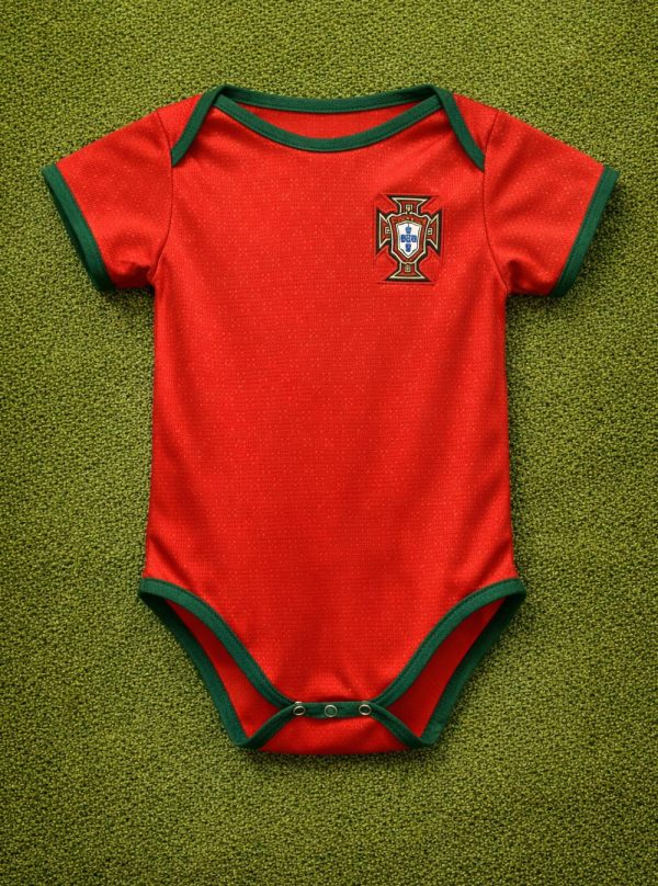 Portugal Baby Bodysuit | Infant Soccer Romper | Portugal Red Jersey for Newborn