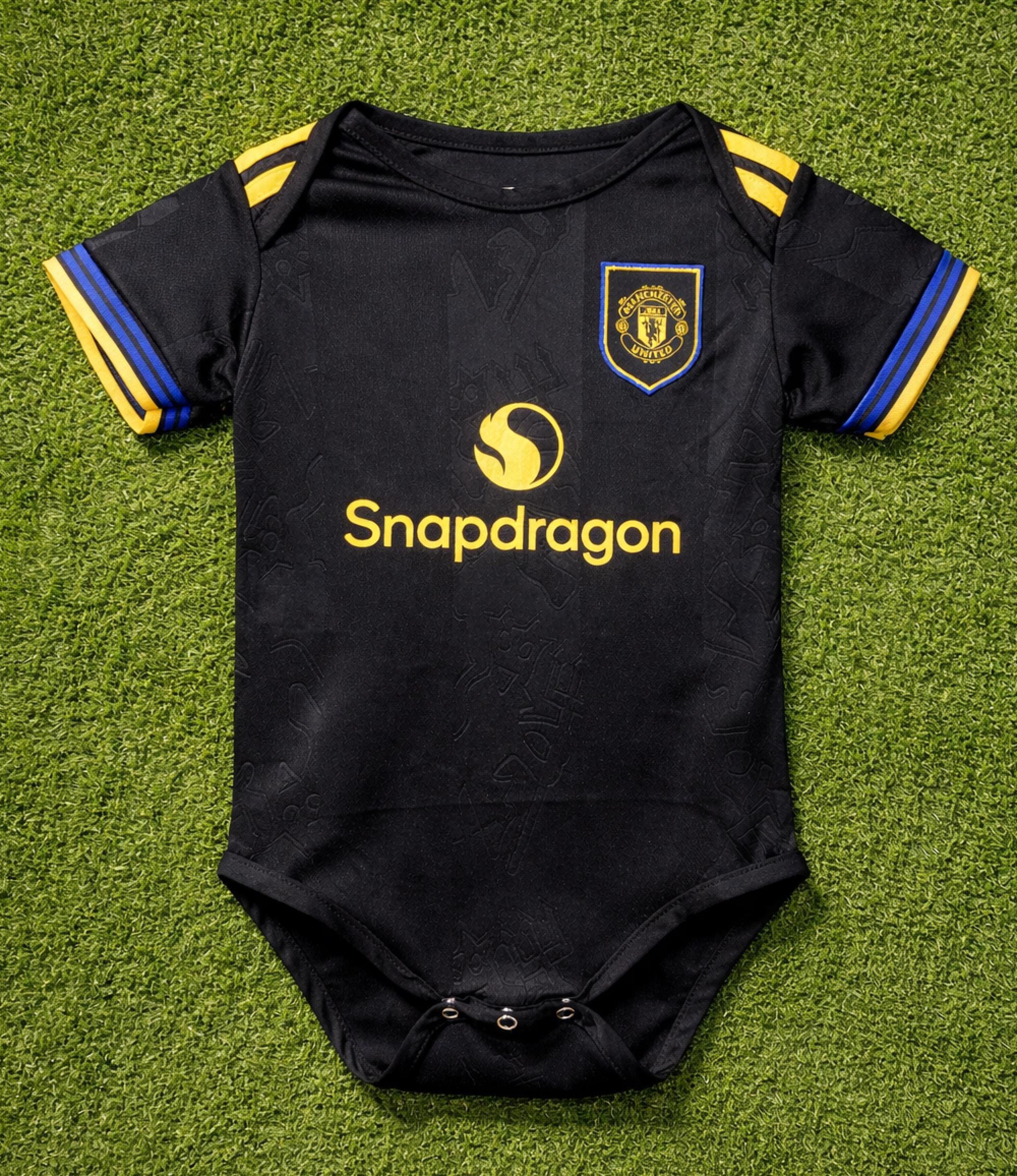 il_fullxfull.7628181446_agkk MU Away Baby Soccer Bodysuit | Black Color Jersey Romper
