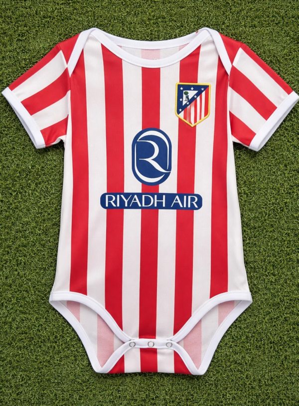 Atletico Madrid Baby Bodysuit | Infant Soccer Romper | Red White Jersey for Newborn