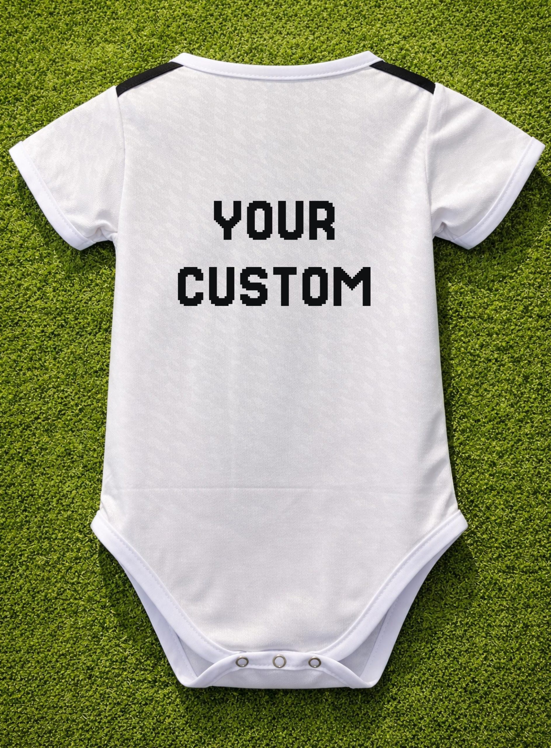 il_fullxfull.7642007912_nibd Real Madrid Home Baby Bodysuit | Infant Soccer Romper | White Jersey for Newborn