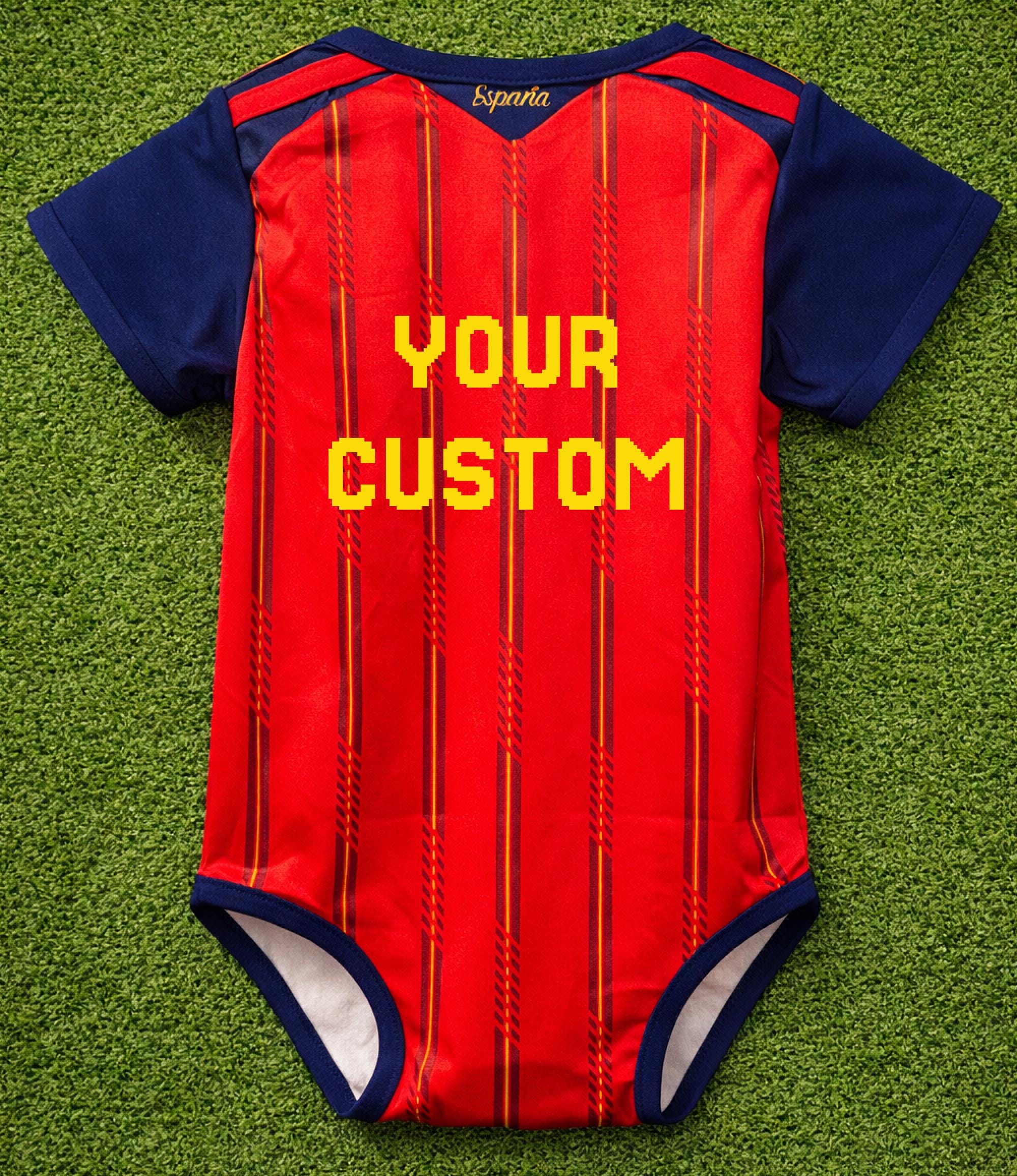 il_fullxfull.7653112613_4kkz Spain Baby Bodysuit | Infant Soccer Romper | Spain Red Jersey for Newborn