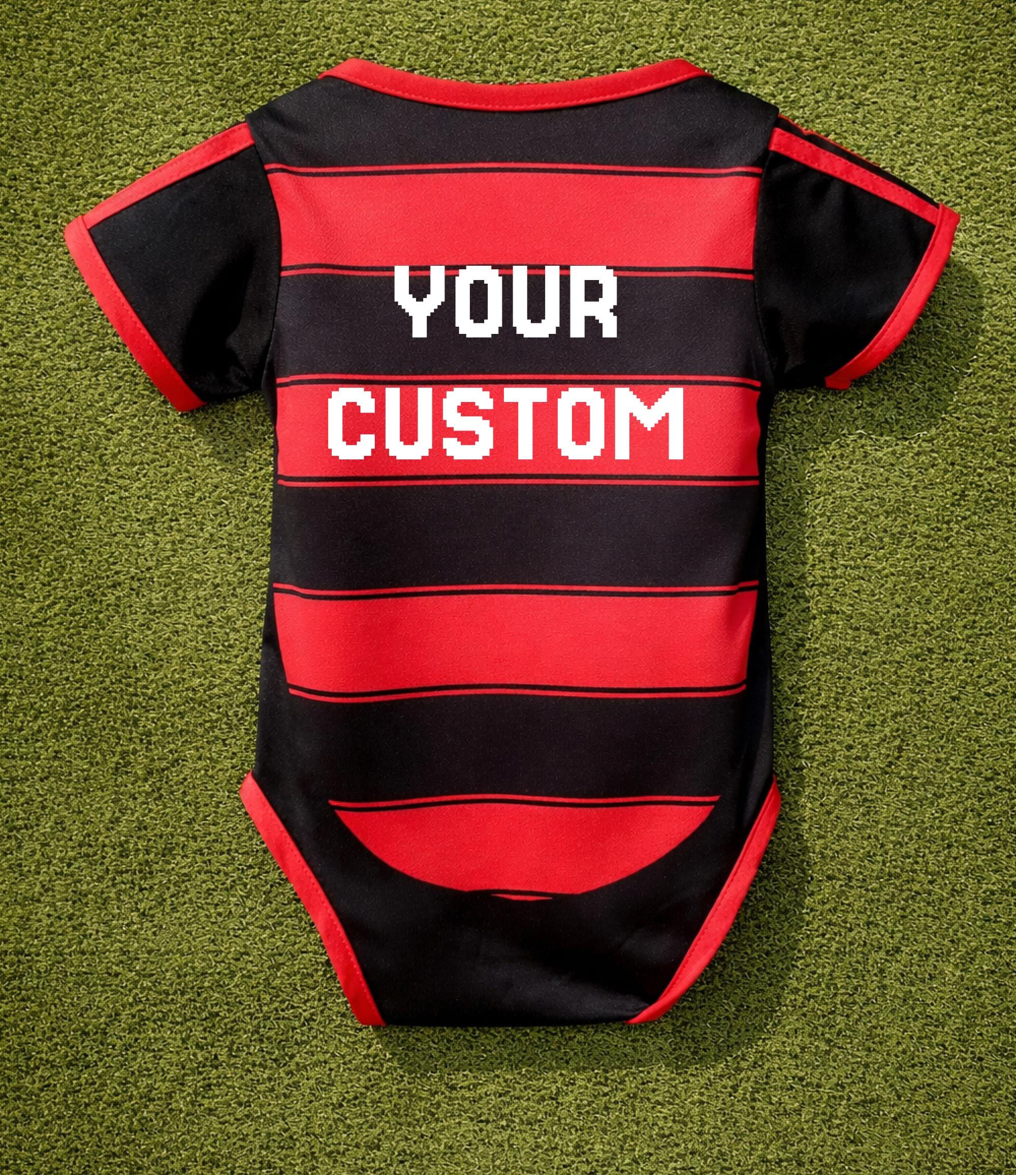 il_fullxfull.7676043463_ly7h Flamengo Baby Bodysuit | Infant Soccer Romper | Flamengo Black Red Jersey for Newborn