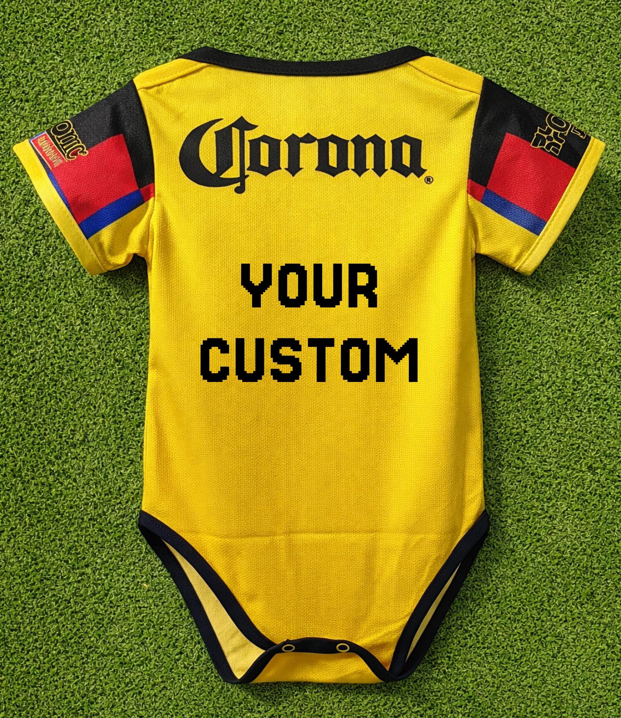 il_fullxfull.7676074867_qyy7 Club América Baby Soccer Bodysuit | Yellow Color Jersey Romper