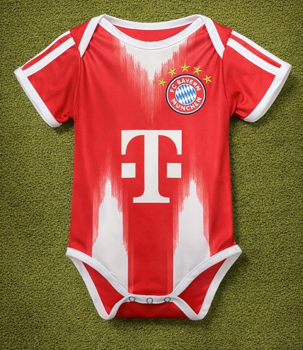Bayern Munich Home Baby Bodysuit | Red White Soccer Jersey Romper