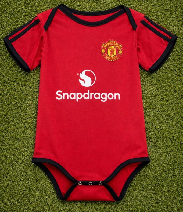 MU Home Baby Bodysuit | Red Color Soccer Jersey Romper