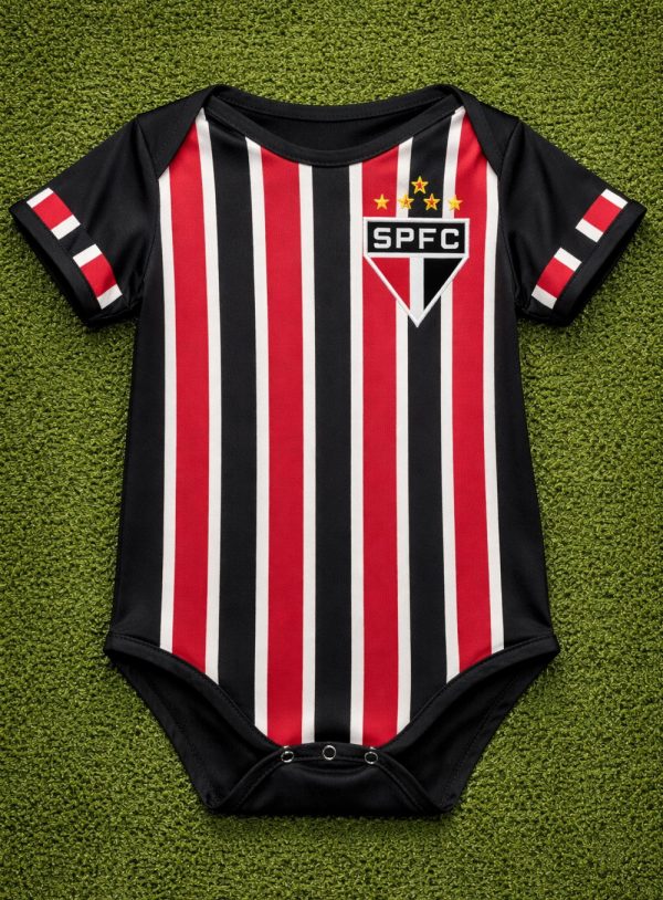 Sao Paulo Baby Bodysuit | Infant Soccer Romper | Red Black Jersey for Newborn