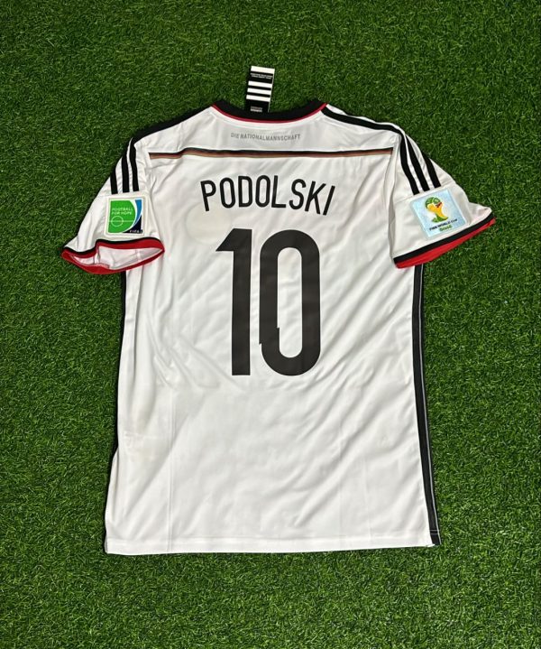 Lukas Podolski Number #10 - Germany Deutschland 2014 World Cup White Retro Kit Jersey Trikot Maillot Soccer Shirt
