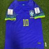 Neymar Jr Number #10 Brazil 2022 World Cup Retro Football Jersey