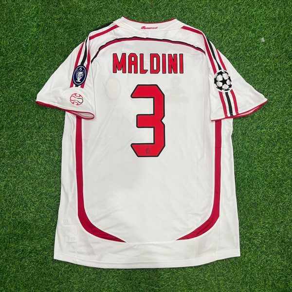 Paolo Maldini Number #3 Milan 2007 Final Athene Champions League Final White Retro Football Jersey Soccer Shirt
