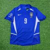 Ronaldo Nazario Number #9 Brazil 2002 World Cup Blue Retro Football Jersey Trikot