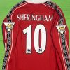 Manchester United 1999 Teddy Sheringham Number #10 Red Retro Jersey Maillot Trikot Maglia Soccer Shirt Manchester United 1999 Teddy Sheringham Number #10 Red Retro Jersey Maillot Trikot Maglia Soccer Shirt