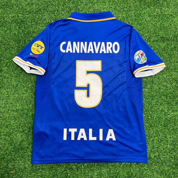 Fabio Cannavaro Italy EURO 1996 Blue Retro Soccer Kit Jersey Trikot Camisate