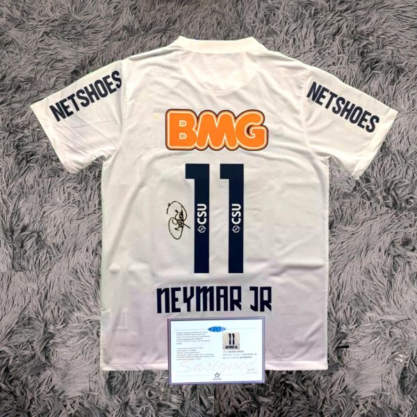 Neymar Jr Santos SIGNED Shirt Jersey 2012 Home Kit - COA - Retro Style