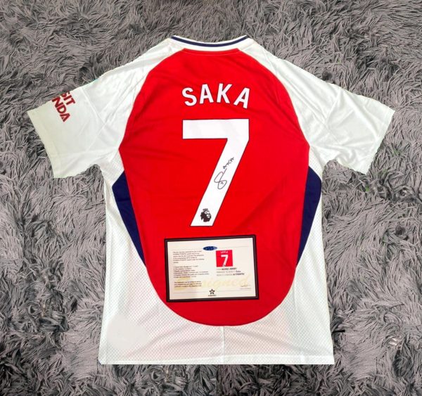Bukayo Saka SIGNED Arsenal 24/25 Home Jersey/Shirt - COA - 2024