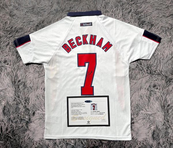 David Beckham SIGNED England 97/98 Home Jersey/Shirt - COA - 1998 Retro