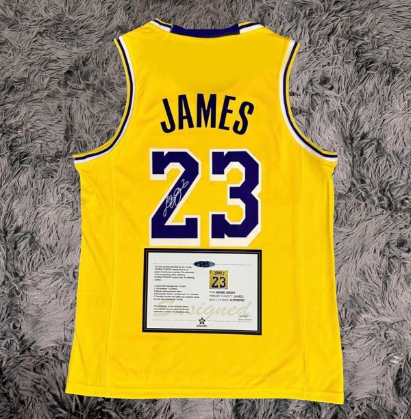 Lebron James SIGNED Signature LA Lakers Yellow Home Shirt/Jersey - COA 24/25