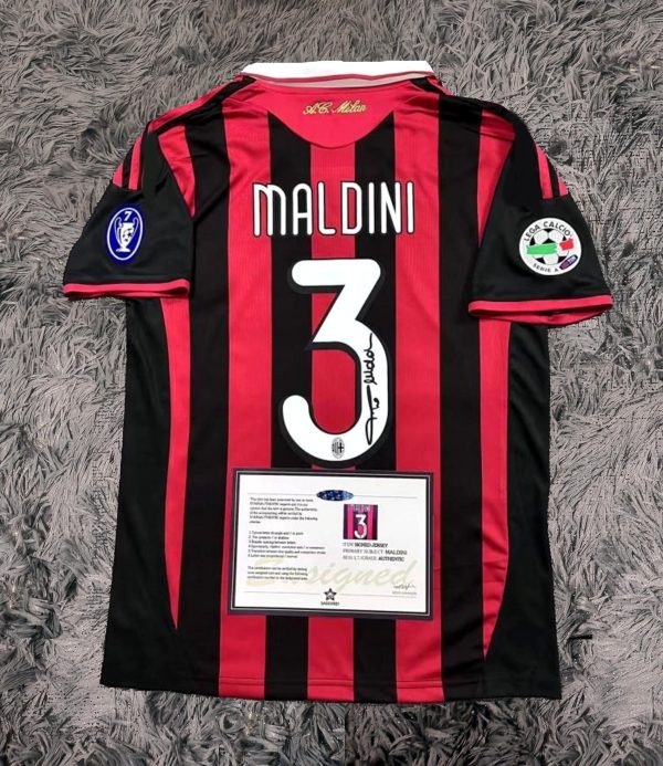 Paolo Maldini SIGNED AC Milan Jersey 2010 Final Home Shirt Jersey - COA Retro