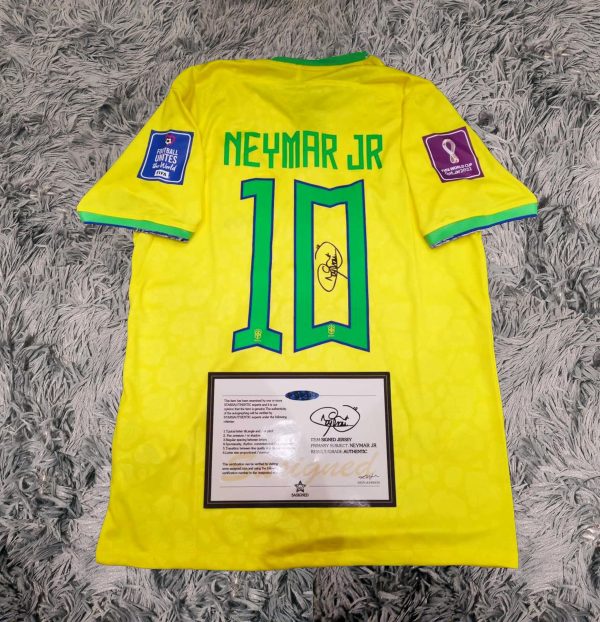 Neymar Jr SIGNED Brazil 22/23 World Cup Home Jersey/Shirt - COA - 2022