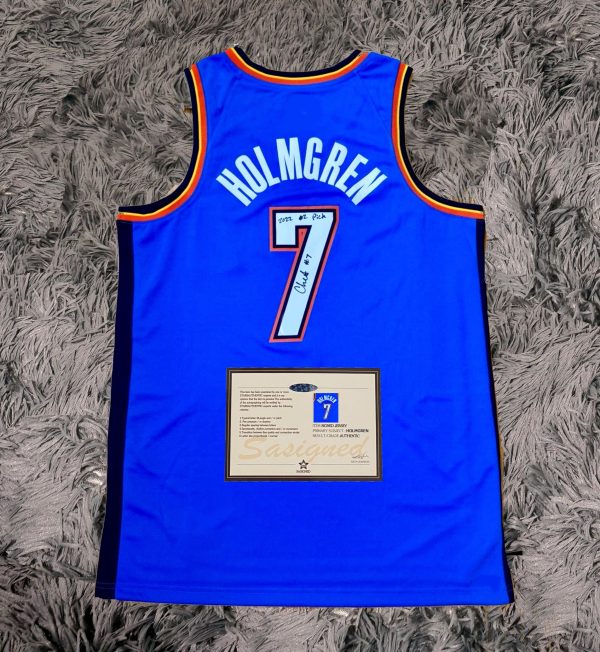 Chet Holmgren SIGNED Signature '2022 #2 Pick' Oklahoma City Thunder Blue Shirt/Jersey - COA