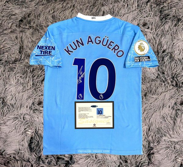 Sergio Agüero SIGNED Man City Jersey 20/21 - COA - Final Season Retro