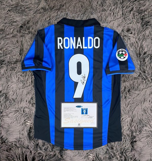 Ronaldo R9 SIGNED Inter Milan 98/99 Home Jersey/Shirt - COA - 1998 Retro
