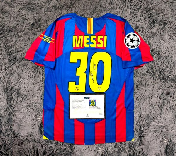 Lionel Messi SIGNED Barcelona 04/05 Home UCL #30 Jersey/Shirt - COA - 2005 Retro