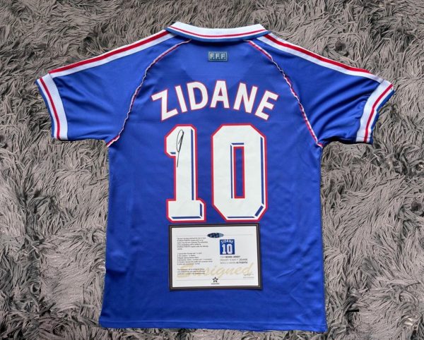 Zinedine Zidane SIGNED France 97/98 Home Jersey/Shirt - COA - 1998 Retro