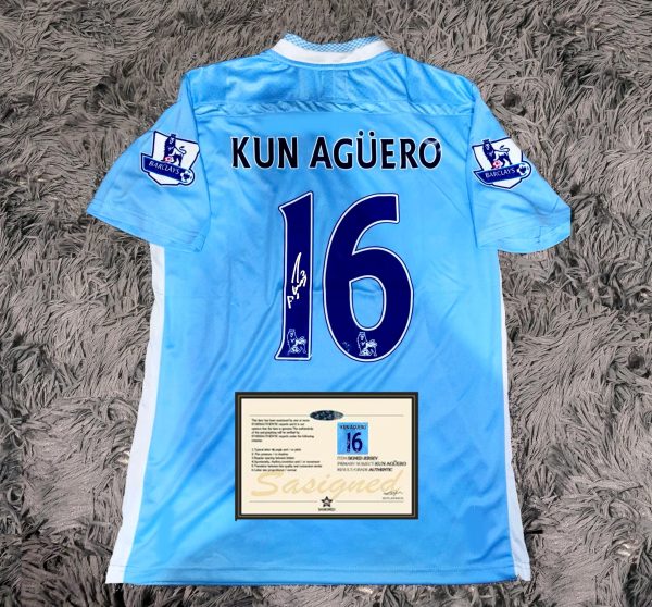 Sergio Aguero SIGNED Man City 11/12 Home Jersey/Shirt - COA - 2012