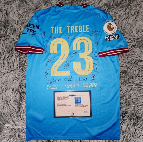Man City TREBLE 2022/23 SIGNED Jersey: Full Team Squad Autographs - COA - 2022