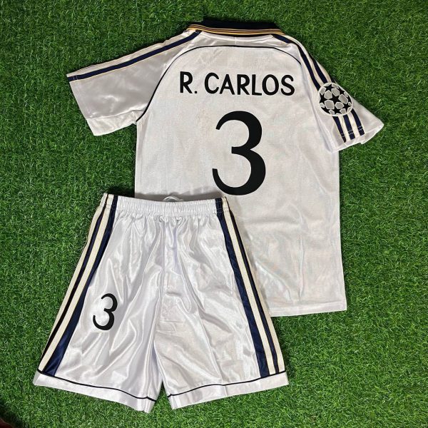 Roberto Carlos Real Madrid 2000 Retro Vintage Kids Kit Jersey KinderTrikot Maglia